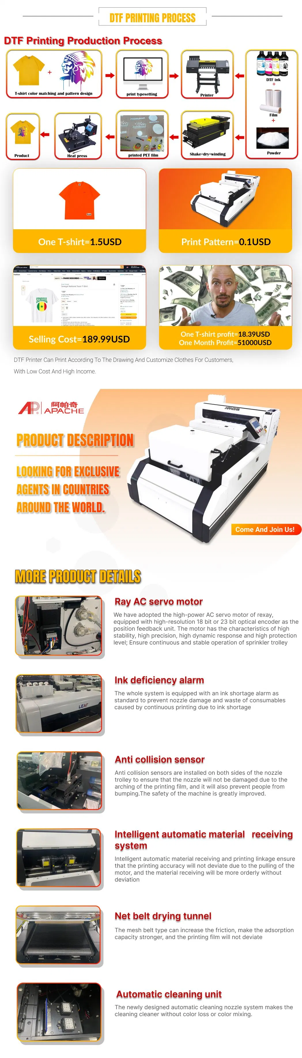 Tshirt Printing Machine with Shaker and Oven Pet Film 30cm Dtf Printer